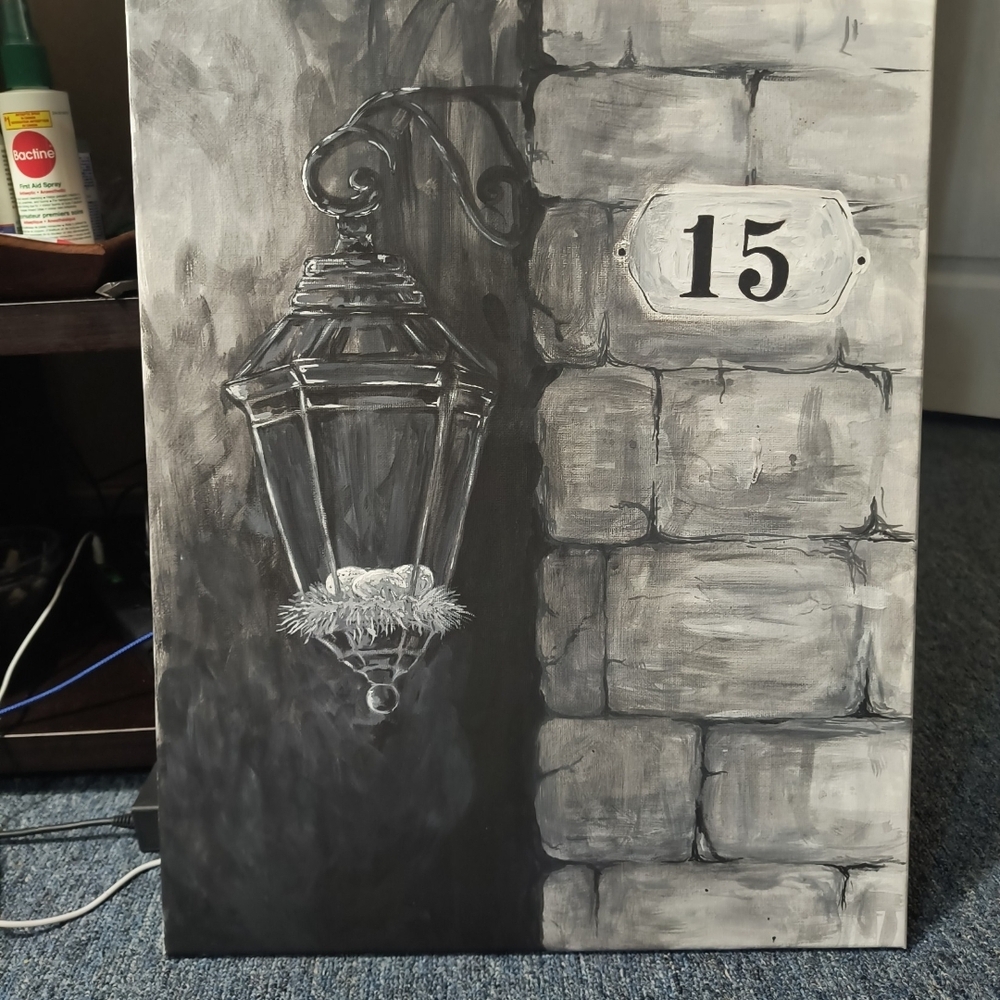 Black and Gray Lantern Wall Art